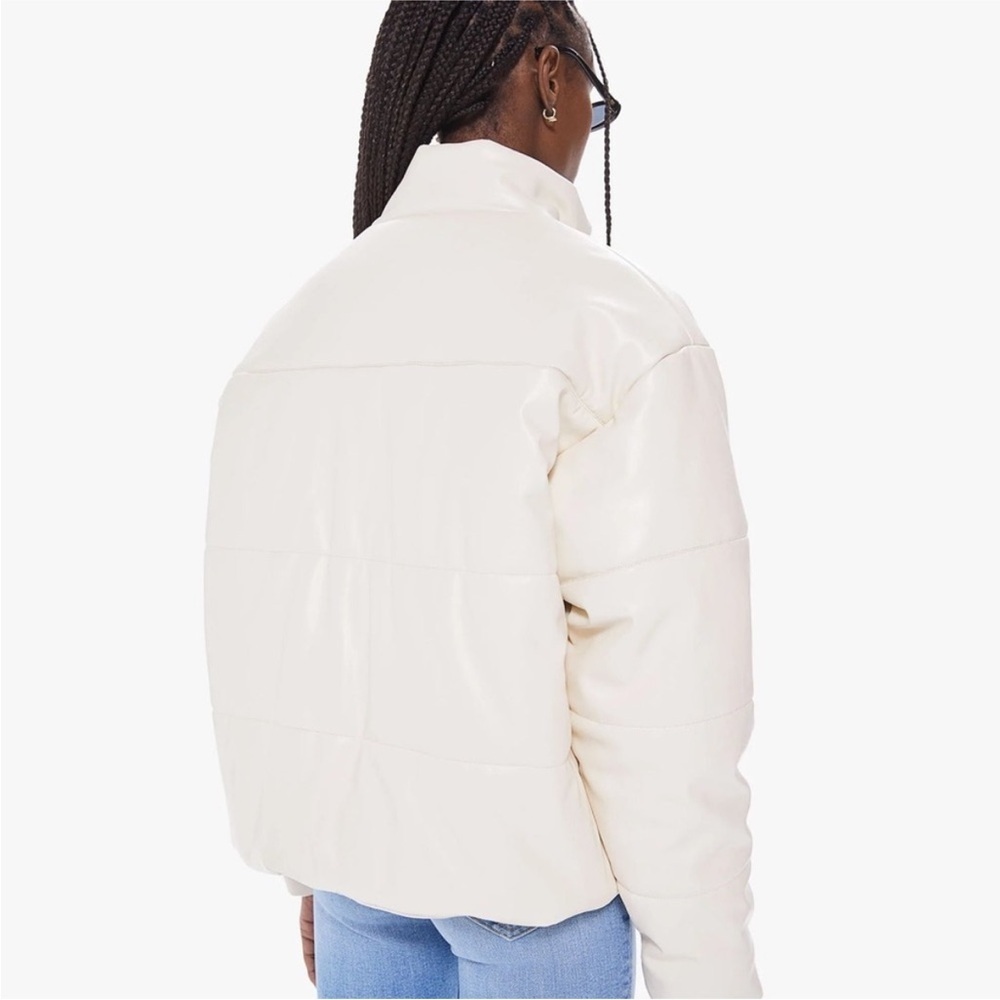 MOTHER The Drop Pillow Talk Puffer Jacket vegan leather white ecru size large - Picture 3 of 16